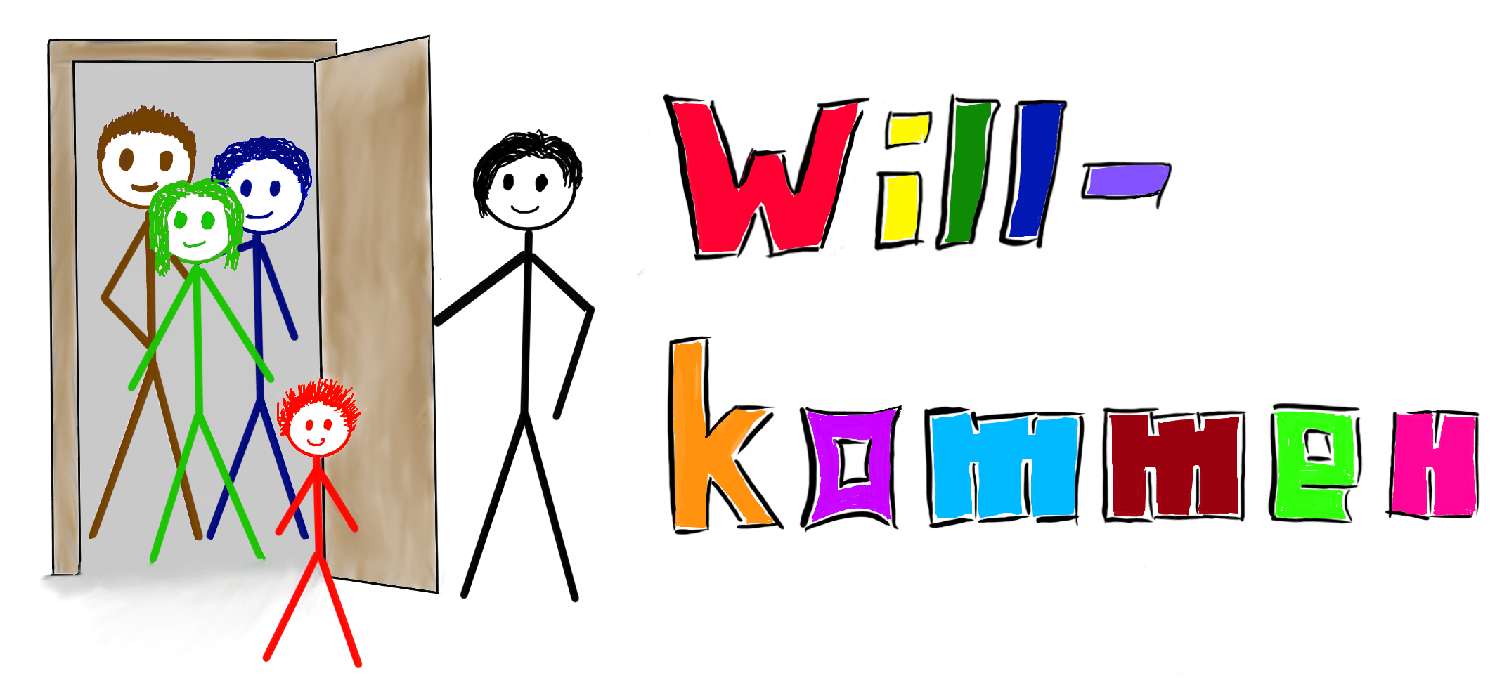 Psychotherapeutin heißt Familie mit Kindern in ihrer Praxis willkommen